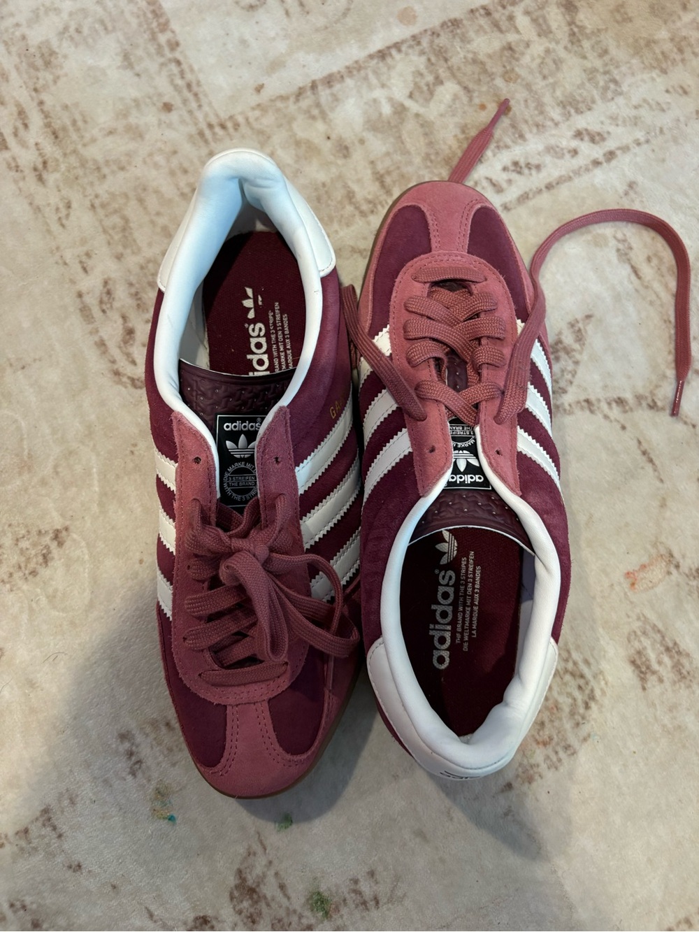adidas Women's Gazelle Sneakers in Burgundy and White